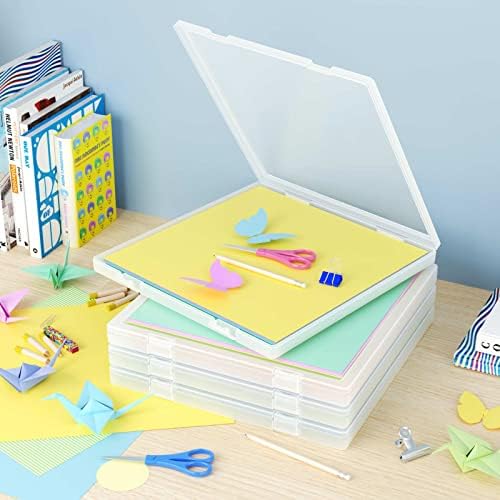 Denkee 12 x 12 Paper Storage, 4 Pack Scrapbook Paper Organizer Storage, Craft Organizers Box, Portable Storage Containers for Board Game, Craft, Art Supplies - Image 3