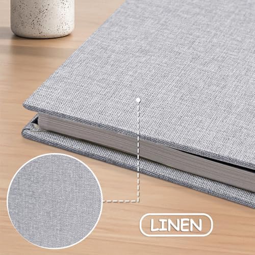 Photo Album Scrapbook – Holds 4x6, 5x7 & 8x10 Pictures – Self-Adhesive Pages for Baby, Wedding, Travel & Family Memories | Includes Metallic Pen & Scraper/Light Grey Large DIY Memory Book for Gifts - Image 4