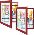 2 Pack 10x12.5 Front-Opening Kids Artwork Frames Changeable (Red) by GoldenStateArt
