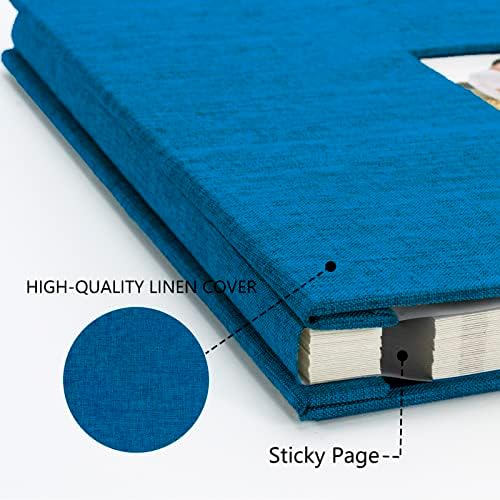 Photo Album Self Adhesive Pages Scrapbook, 11x10.6 Blue 60 Pages - Image 3