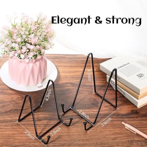 Mixweer 24 Pcs Plate Stands for Display Metal Photo Easel Stand Book Holder Plate Holder Picture for Decorative Display Easels Picture Frame Stands Rack (4.3 Inch, 6 Inch) - Image 2