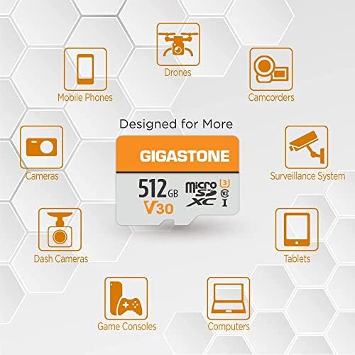 GIGASTONE 512GB Micro SD Card, for Surveillance, Security Camera, Action Camera, Drone, 100MB/s, A1 V30 4K Video Recording MicroSDXC Memory Card UHS-I Class 10 - Image 4