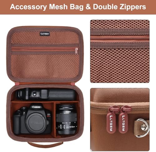 Small Camera Case Bag for Canon EOS Rebel T7/R50//R100 DSLR Camera Brown - Image 4