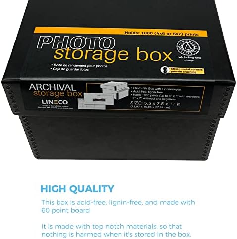 Lineco 4x6 Photo Storage Box, with 12 Envelope, 5.5x7.5x11, Black, 2 Pack - Image 5