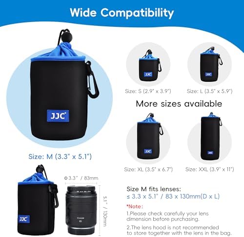 JJC Neoprene Camera Lens Pouch Case, Drawstring Bag for Lens up to 3.3x5.1" - Image 3