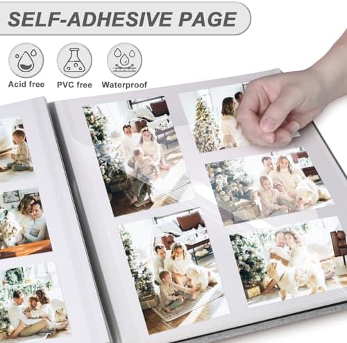 Photo Album Self Adhesive Pages Scrapbook, 13.2x12.8 GrassGreen 60 Pages - Image 2
