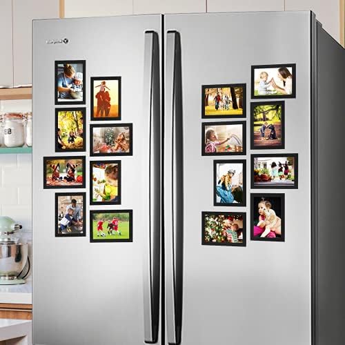 CRUGLA 5x7 Magnetic Picture Frames for Refrigerator 12 Packs, Modified Magnetic Sheet with Self Adhesive Backing, Black 5 by 7 Magnetic Photo Frame Set for Glass Window Door Cubicle - Image 2