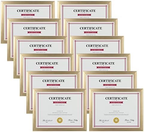 Giftgarden 8.5x11 Picture Frame Gold Set of 12, Multi Modern 8.5 x 11 Frames Bulk for Award Certificate Document Diploma, Wall or Tabletop Display by Giftgarden