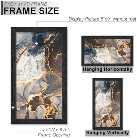 5x9 Picture Frame Set of 2 Black Engineered Wood Tabletop/Wall Hanging - Image 4