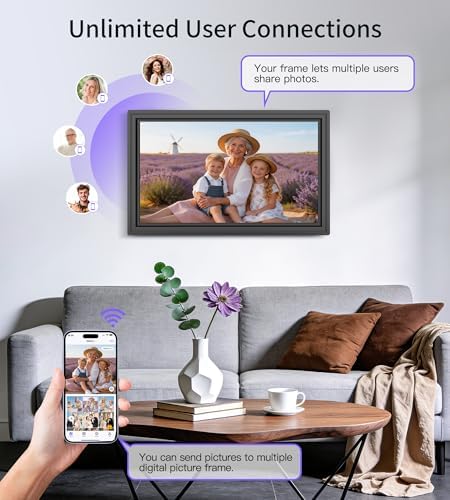 64GB 15.6" Large Digital Picture Frame, Uhale WiFi Electronic Photo Frames with 1920 x 1080 FHD IPS Touch Screen, Support Auto-Rotate Wall Mounted SD&USB Card, Share Photos/Videos from Phone Instantly - Image 7
