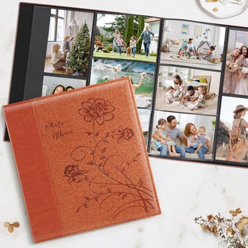Artmag Photo Picutre Album 4x6 600 Photos, Extra Large Capacity Leather Cover Wedding Family Photo Albums Holds 600 Horizontal and Vertical 4x6 Photos with Black Pages(Brown) - Image 4