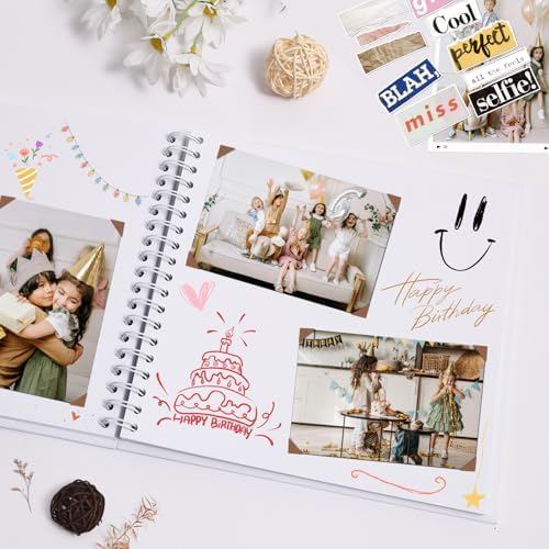 Scrapbook Album 10x10 Inches 40 Pages Hardcover Kraft Paper White - Image 2