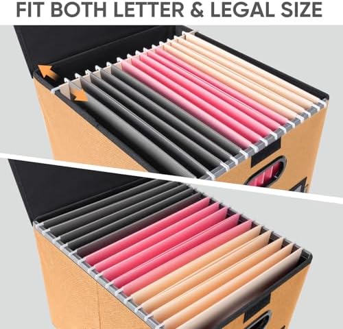 BALEINE File Organizer Box with Lid, Collapsible Hanging File Storage Box - Image 3