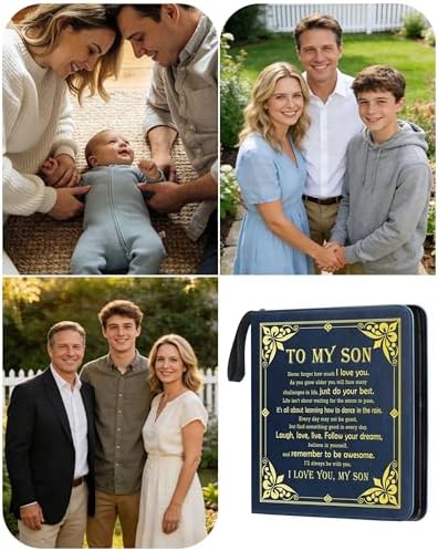Son Leather Photo Album 4x6 100 Photos, Memory DIY Scrapbook with 25 Sheets and 20 Blank Kraft Sheets, Children's Growth Album Book for Son Kids Birthday Gift Graduation Gift ﻿ - Image 7