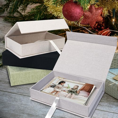 8x10" Archival Photo Storage Box with Lid – Stackable Memory Keepsake Organizer for Photos, Certificates, Jewelry & Scrapbooking Supplies, Photo Cases and Postcard Keeper Storage Container Box Beige - Image 5