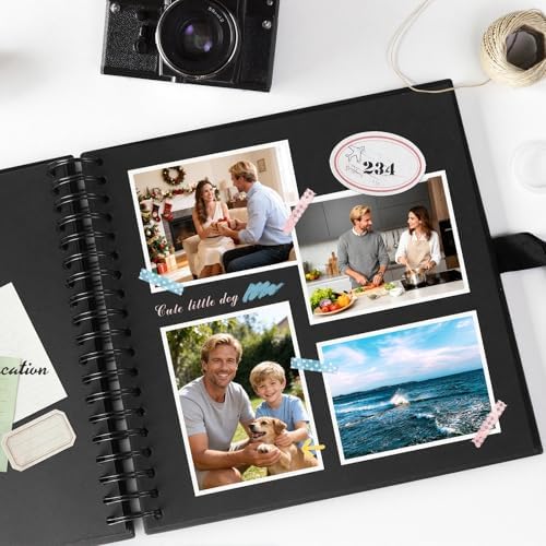 INNOCHEER Photo Album - Self Adhesive 80 Black Pages, Large Scrap Book Wedding Guest Book for DIY Anniversary Travel Memory Scrapbooking (Black 10X10) - Image 7