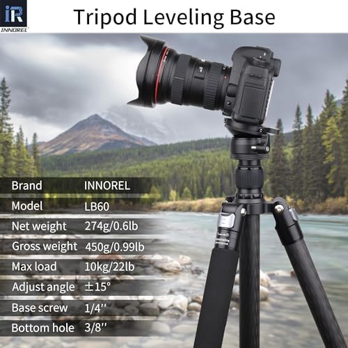 INNOREL Tripod Leveling Base, LB60 Leveling Base Half Ball with Offset Bubble Level and Bubble Level Bag for Canon, Nikon and Other DSLR Cameras with 1/4" Thread, Tripods and Monopods with 3/8" Thread - Image 2