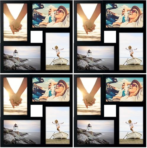 Malden Collage Frame, 4-Opening, Four 4x6 Photos | Black | Matted | Pack of 4 by Malden