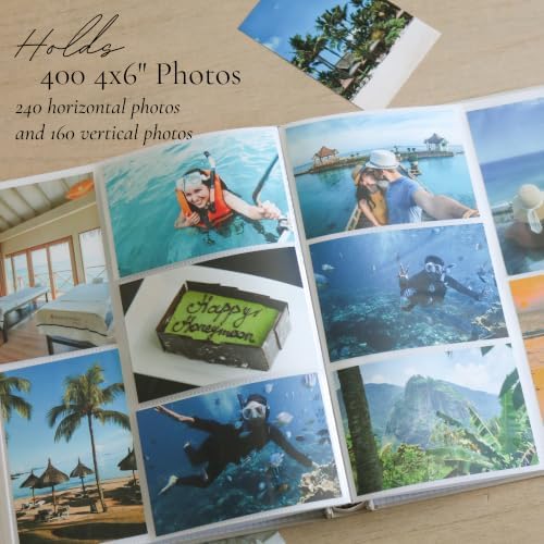 Honeymoon Photo Album Book 400 4x6 Photos Linen Scrapbook Keepsake Binder - Image 3