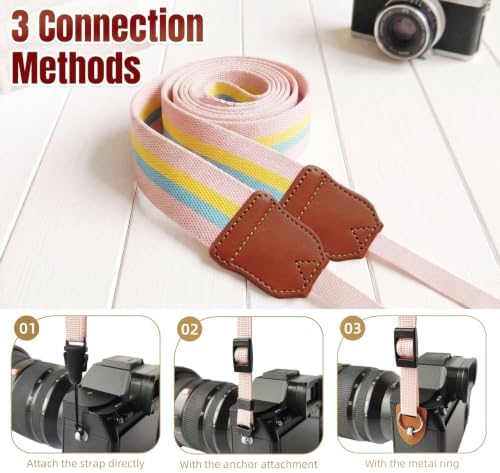 Cute Camera Strap, Adjustable Woven Camera Neck&Shoulder Straps for Canon, Fujifilm, Sony, Nikon, Minolta, Panasonic DSLR(Rainbow) - Image 3