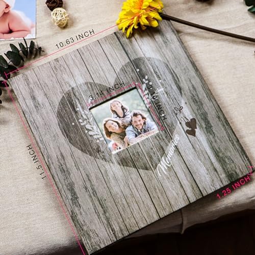 Holoary Self Adhesive Page Scrapbook Photo Album with Metallic Pen for 3x5 4x6 5x7 6x8 8x10 Hand Made DIY 40 pages Albums, Printed Kraft Paper Cover Memory Book (Wood Grain with Window) - Image 2