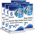 Acrylic Sign Holder 5x7,6 Pack Clear Plastic Table Display Vertical Double-Sided Desktop Display Stand Paper Holder Clear Table Sign Holder for Menu ad Frame Suitable Restaurants Meeting Office Store by Arrobust