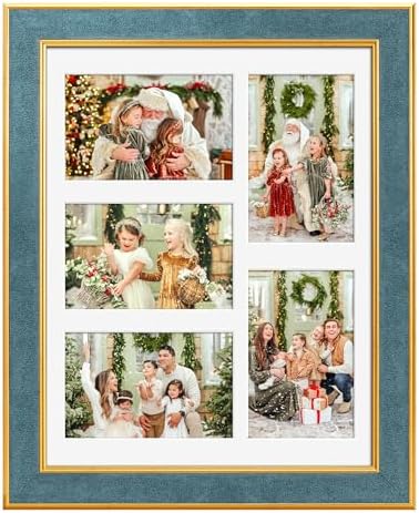 Suede 11x14 Picture Frame Display 5 Opening Picture Frames Collage 4x6 Wall Decor with Mat,Multi Photo Frame for Plexiglass,Wall Decor,1Pack,Blue - Image 3