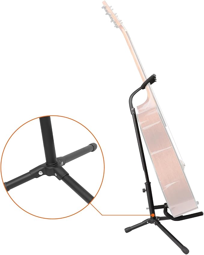 Amazon Basics Height Adjustable Foldable Guitar Stand with Secure Support, Padded Non-Slip Floor-Stand for Acoustic, Electric, Bass and Banjos, Portable Display-Stand, Black (Pack of 10) - Image 5