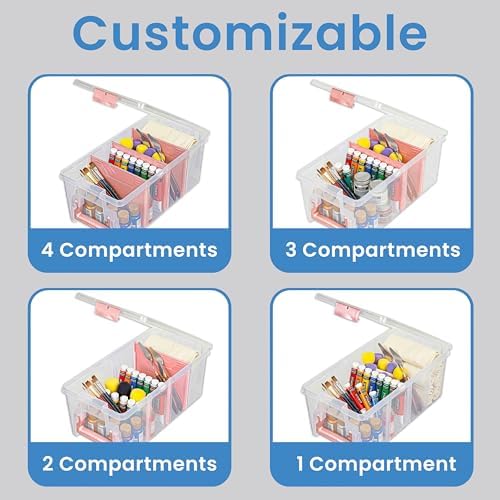 ArtBin Semi Satchel Portable Craft Organizer with 3 Dividers - Clear Plastic Storage Case for Art & Craft Supplies - Image 3