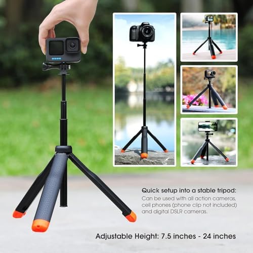SOONSUN 4-in-1 Floating Selfie Stick Tripod for GoPro Hero 13 12 11 10 9 8 - Image 4