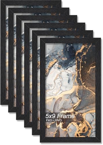 5x9 Picture Frame Set of 6 Black Engineered Wood Tabletop/Wall Hanging by Fxojyvo