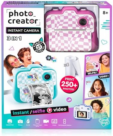 Photo Creator 3-in-1 Instant Camera for Kids – Pink; Camera, Instant Printer & Photo Booth with Fun Frames & Filters by CanalToysUSALtd