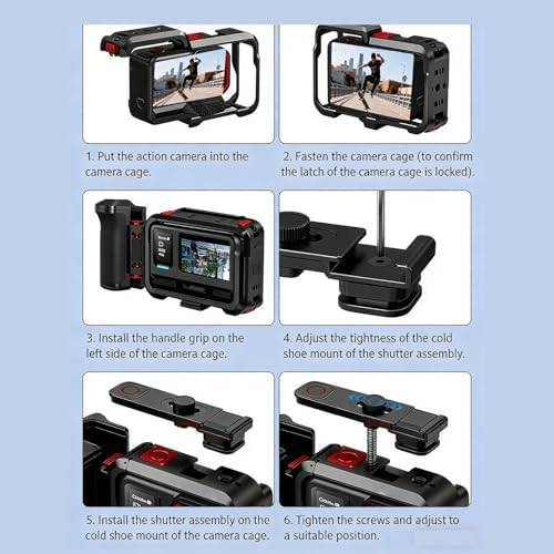Action Camera Cage with Handle, Compatible with Sports Cameras - Image 2