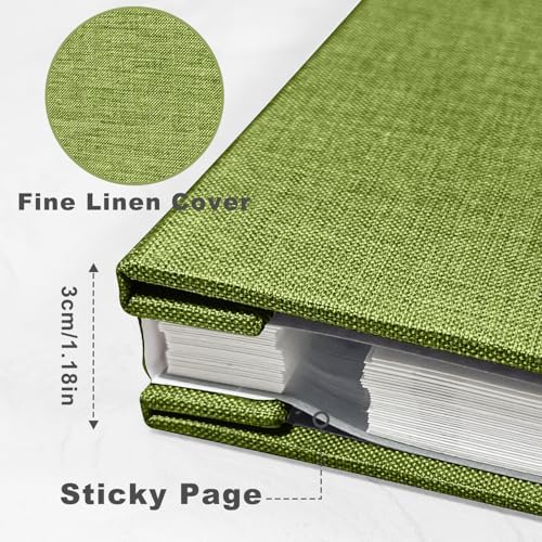 Large Photo Album Self Adhesive, DIY Scrapbook Album for 4x6 8x10 10x12 Pictures, 60 Pages Matcha Linen Cover Memory Book, Ideal Gift for Family Wedding Baby Christmas Anniversary - Image 3