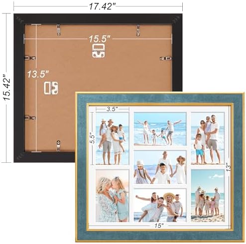Suede 13.5x15.5 Picture Frame Display 7 Opening 4x6 Picture Frames Collage Wall Decor with Mat,Multi Photo Frame for Plexiglass,Wall Decor,1Pack,Blue - Image 4