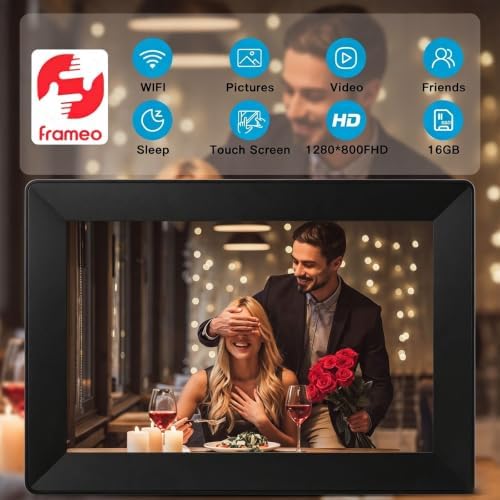 Digital Picture Frame, 10.1 Inch Frameo Digita Photo Frame WiFi, 1280x800 IPS HD Touch Screen 16GB Storage Space,Wall-Mounted,Auto-Rotate, Instantly Share Photos/Videos via App,Black - Image 4
