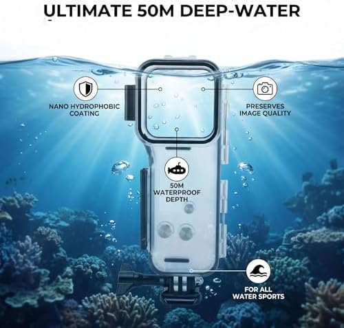 Zopsc Water Proof Housing Shell IPX8 50m 164ft Compatible with Action Camera with High Transmission Glass Lens for Diving Snorkeling Surfing - Image 3