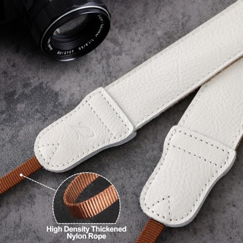 Padwa Lifestyle Milky White Leather Camera Strap - 1.5" Soft Full Grain Cowhide Camera Straps for Photographers, Soft Suede Fabric Padded Leather Strap with Quick Release fits All Cameras - Image 5