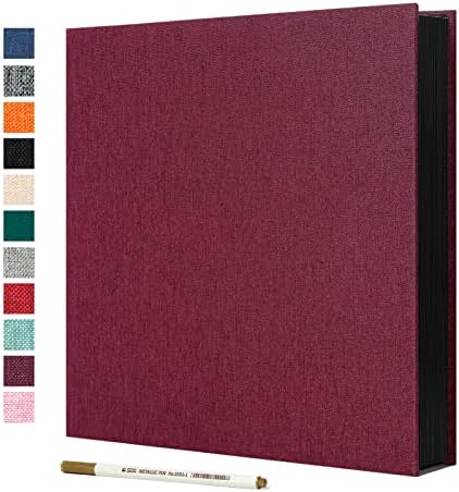 Spbapr Large Photo Album Self Adhesive Linen Cover Magnetic Scrapbook Album DIY Scrap Book 60 Black Sticky Pages for 4x6 5x7 8x10 10x12 Pictures with A Metal Pen by Spbapr