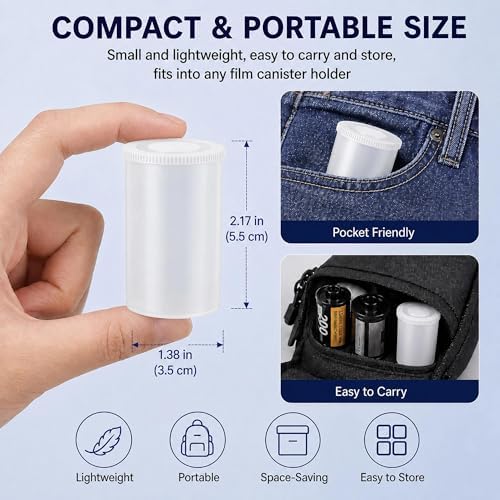 Yudylg 100 PCS Plastic Film Canister Holder with Film Canisters with Caps, 35mm Film Canister Set, Film Canisters for Rockets, Film Storage, White - Image 3