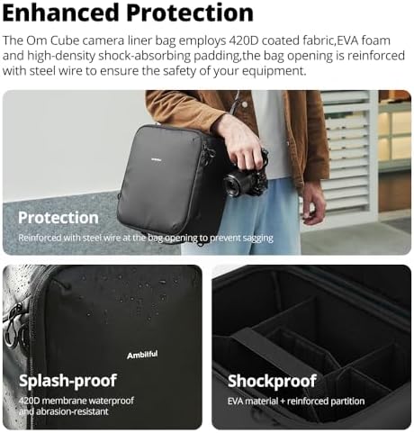 AMBITFUL Large Camera Cube Insert for Backpack, Waterproof Padded Camera Insert with Dividers, Quick Access for Travel Photography Gear Organizer (12.5L) - Image 3