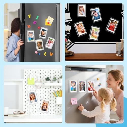 100 Pcs Acrylic Fridge Magnetic Frames for Photos Mini Pictures- Double Sided Clear Fridge Magnetic Frame for Refrigerator Locker Whiteboard Metal Cabinet, Classroom Photo Display (2.36 x 3.54 Inch) - Image 5
