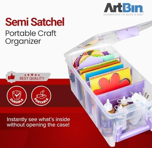 ArtBin Semi Satchel Portable Craft Organizer with 3 Dividers - Clear Plastic Storage Case for Art & Craft Supplies (Pack of 4) - Image 3