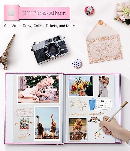 Artfeel Photo Album Self Adhesive Scrapbook Album for 3x5 4x6 5x7 8x10 Pictures,120 Pages Linen Cover with Display Window DIY Photo Book,Ideal Gifts for Family Travel Wedding Baby - Image 4