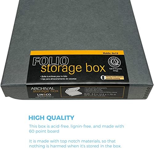 Lineco Clamshell Archival Storage Box, 9.5x12.5x1.75 Inch, Gray - Image 5