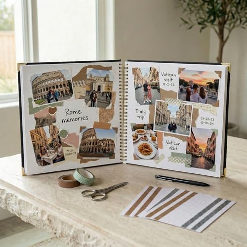 Beautiful Linen Scrapbook Photo Album 10"x10" - 40-Page Blank Guest Book - Image 2