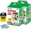 Fujifilm Instax Mini Instant Film, 40 Shots (10 Sheets x 4) – Capture Memories Anytime, Anywhere + BluebirdSales Premium Cleaning Cloth & 8 AA Batteries by FUJIFILM