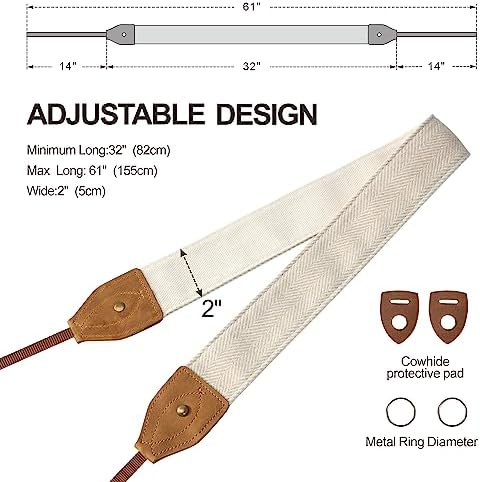 Padwa Lifestyle 2" Wide Classic Crazy Horse Art Cowhide Head Cotton Camera Straps for Photographers - Image 6