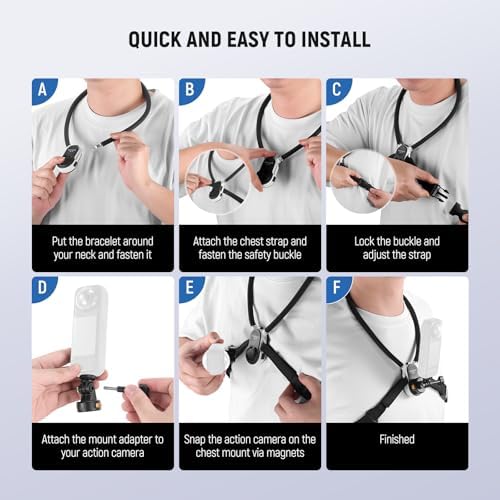 NEEWER GP-76 Magnetic Neck Mount Compatible with GoPro DJI Action Cameras, Quick Release Neck Holder with Air Cushion & Adjustable Chest Strap, Accessories Kit for POV Video Recording Vlogging - Image 6