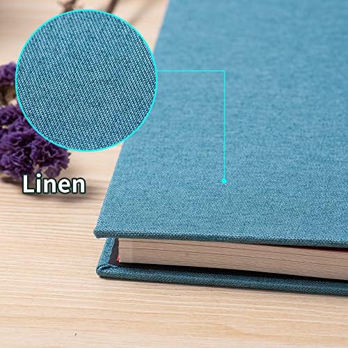 Large Photo Album Self Adhesive 4x6 8x10 10x12 13"x12.8" Magnetic Scrapbook Album 12.6"x11" Inch 60 Sticky Pages Linen Cover DIY Photo Album with A Metallic Pen and DIY Stickers(SkyBlue) - Image 4